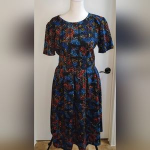LulaRoe || Art Deco Fit & Flare Midi dress || Size XL